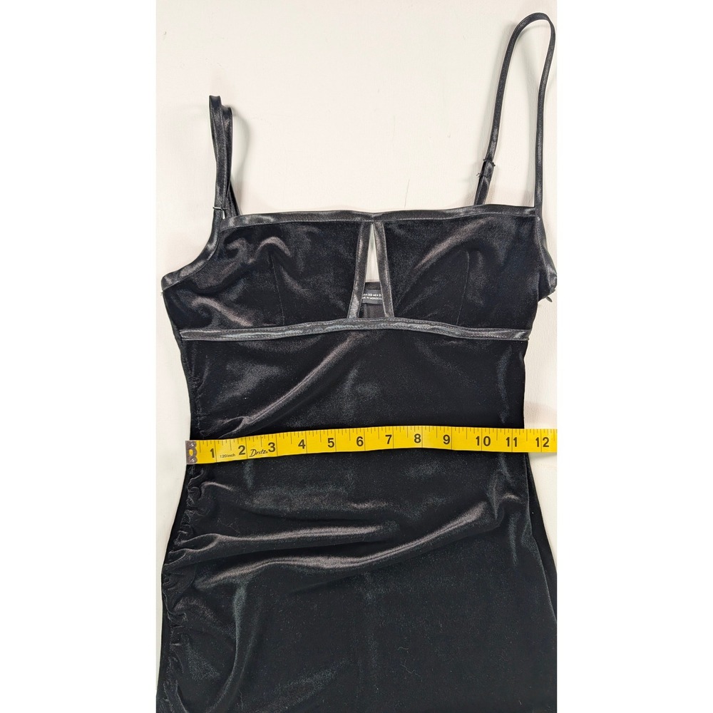 Zara Black Velvet Midi Dress Cutout Bust Side Ruched Bodycon Womens Size XS - Picture 6 of 11